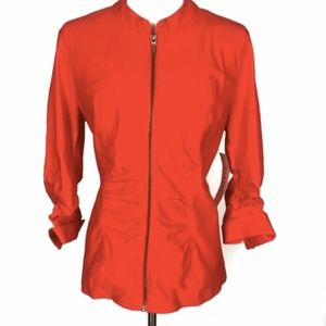 Tribal 12 Jacket Cardigan Orange Zip Up Ruched